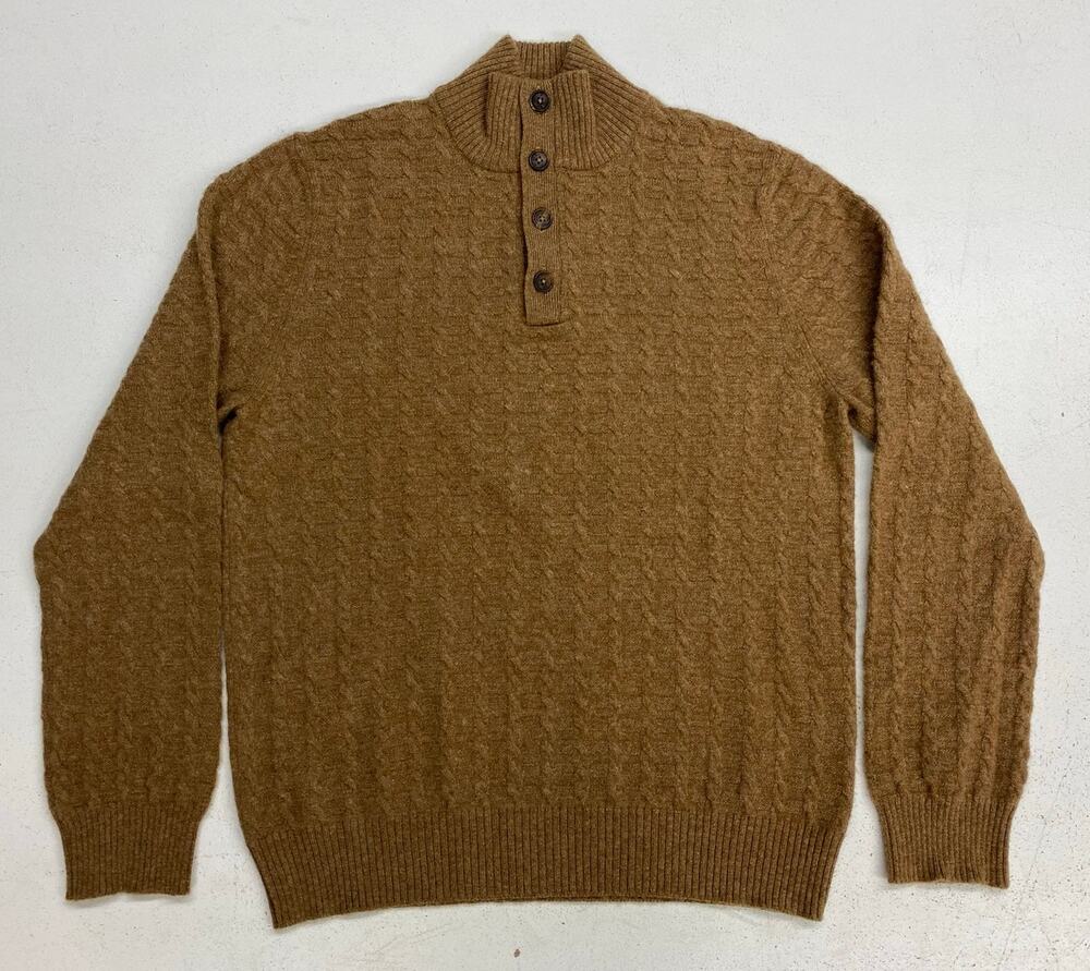 Brooks Brothers Braemar Scotland Lambswool 1/4 button knit pullover sweater L